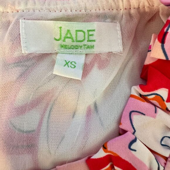 JADE MELODY TAM NWT Womens XS Crimson Paisley Ruffle Cap Sleeve Pullover - Picture 8 of 10